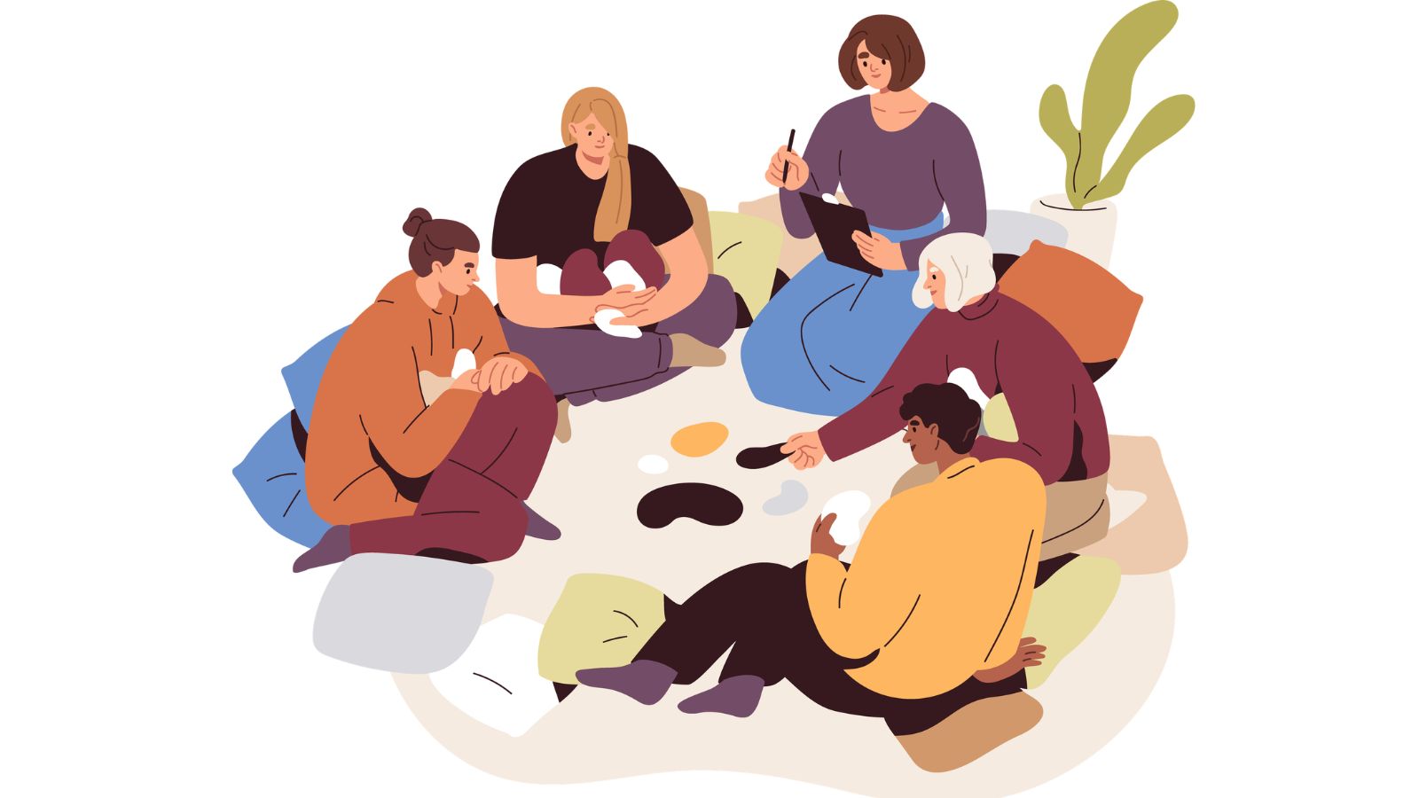 Titelbild BarCamp. Menschen sitzen im Kreis.