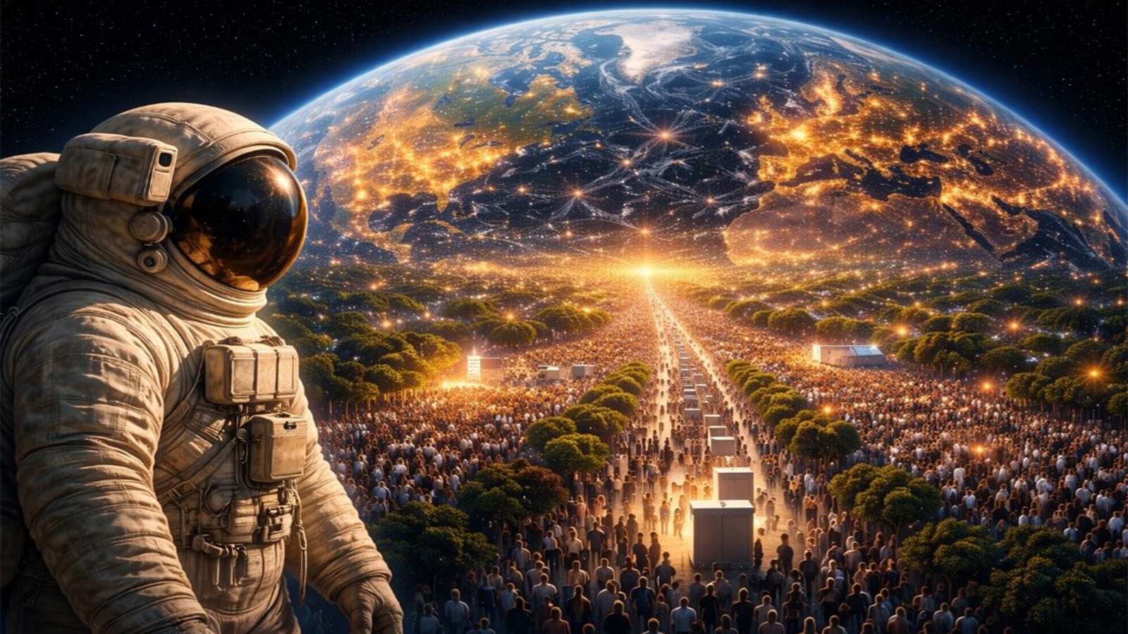 Astronaut blickt auf Erde